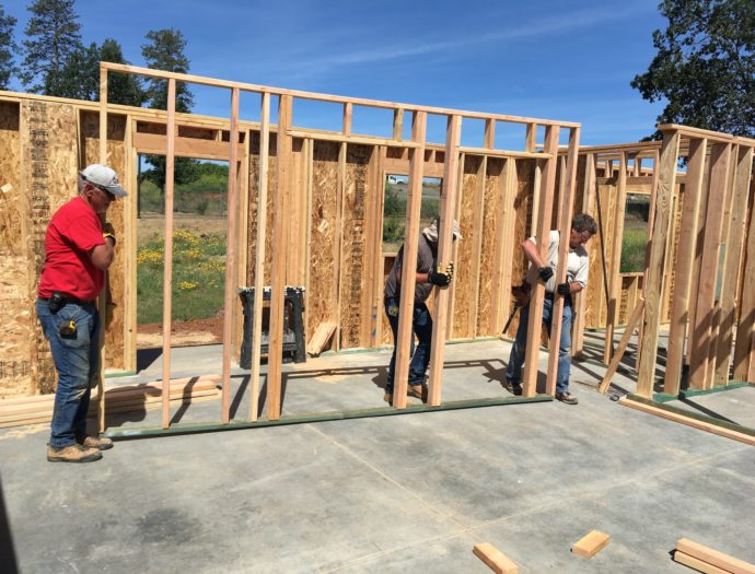 House being framed by MDS volunteers in Paradise, CA