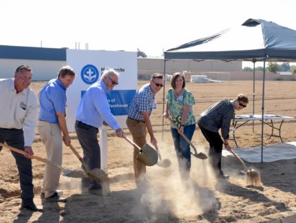 MDS representatives Ron, Michelle and Steve break ground with city officials in Kingsburg, CA for the new warehouse