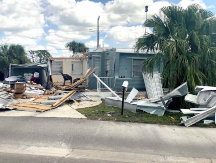 Damage to a home in FL caused by Hurricane Ian