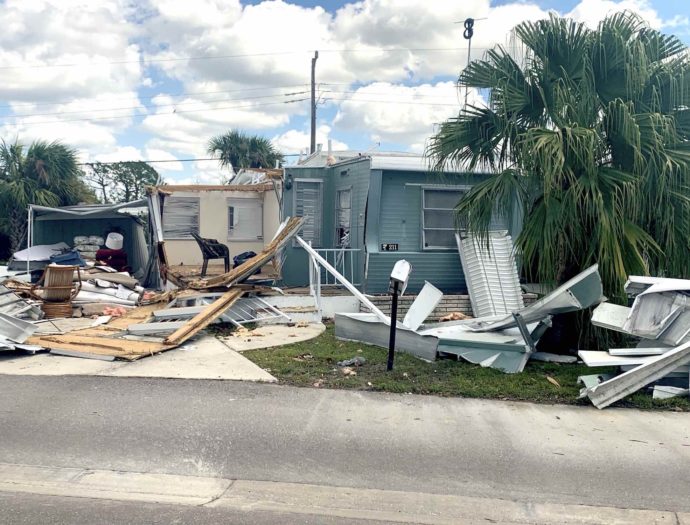 Damage to a home in FL caused by Hurricane Ian
