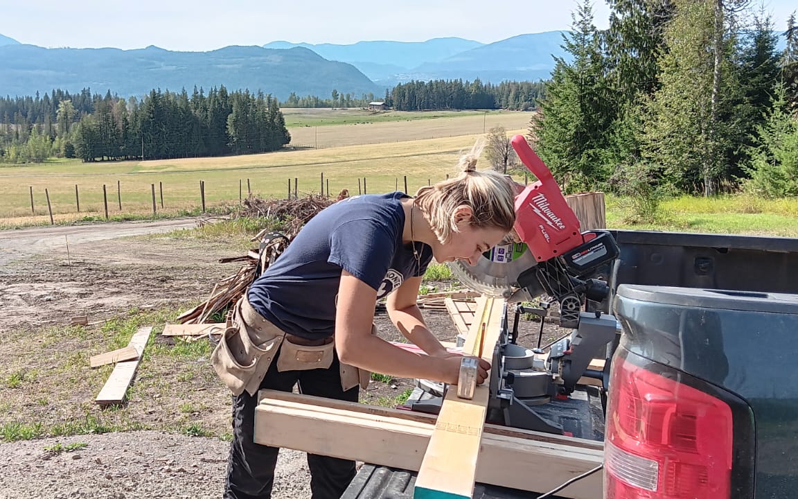 Mia Loeppky on a project site in Celista, British Columbia.Photo courtesy of Donelda Friesen