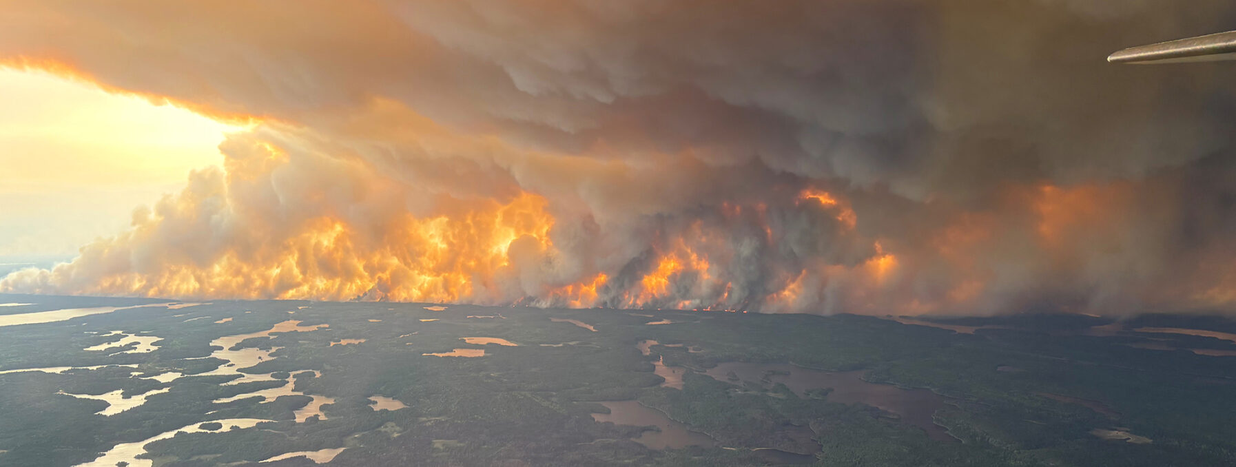 Aerial view of 2025 Manitoba wildfire