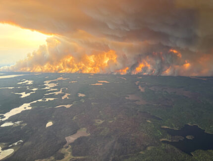 Aerial view of 2025 Manitoba wildfire