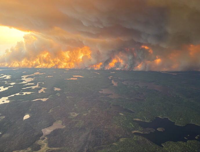 Aerial view of 2025 Manitoba wildfire