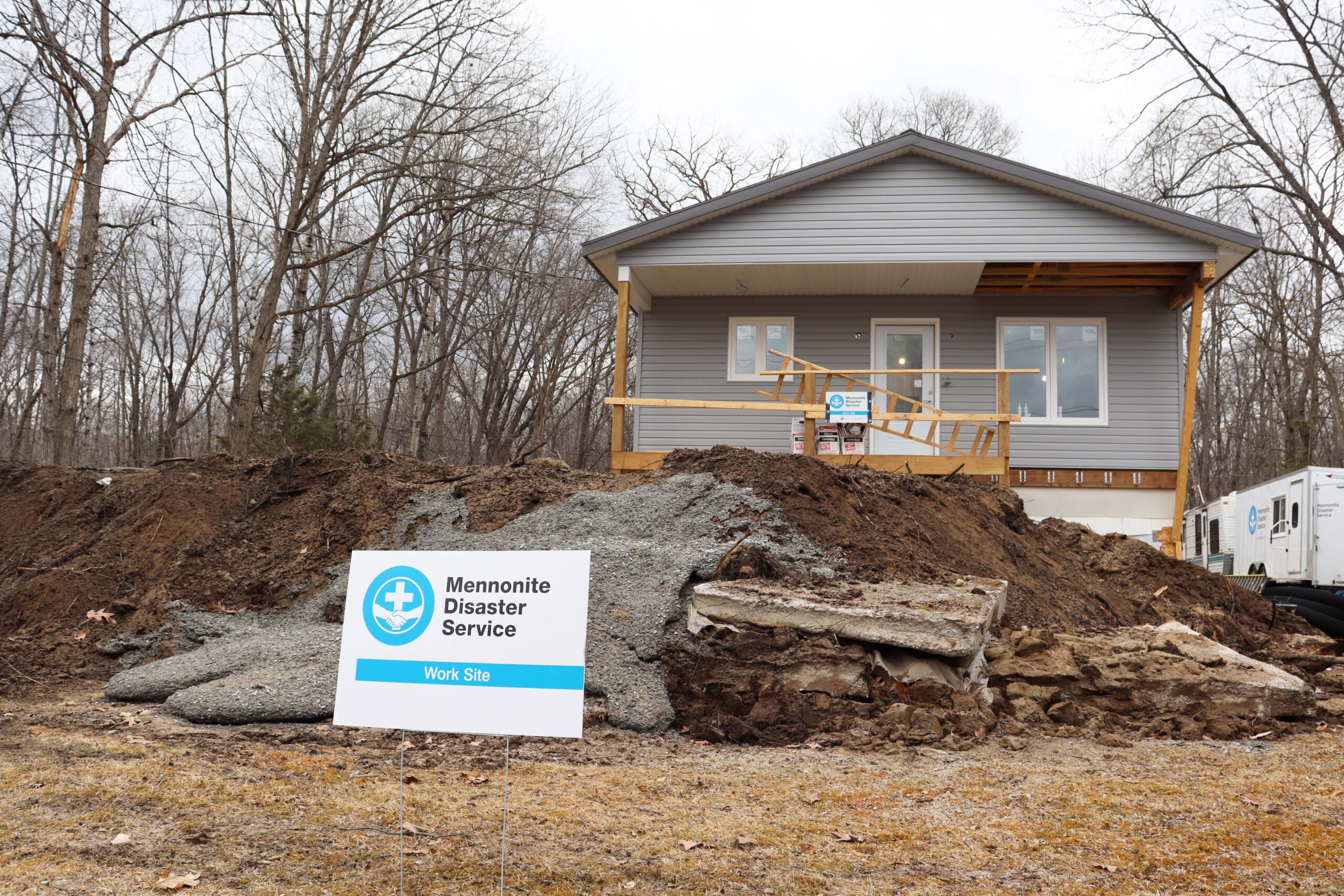 A volunteer-built two-bedroom house