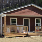 A volunteer-built house near completion