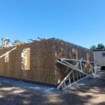 Exterior framed walls of new house build.